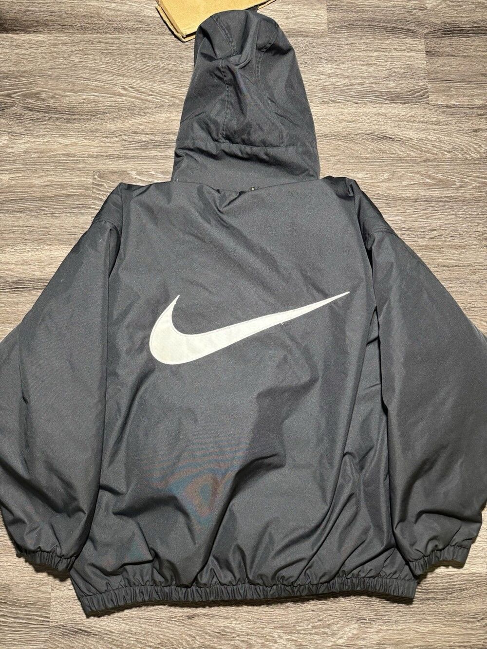 Nike Sportswear Jacket Mens Large Black Puffer Hooded Solo Swoosh FB7852 010